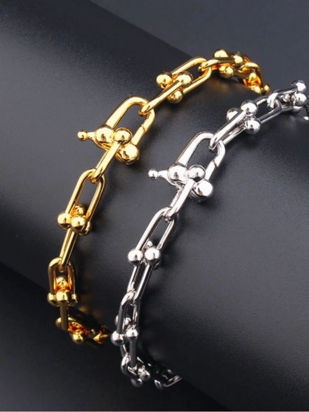 18k Yellow Gold Plated U-Links Bracelet